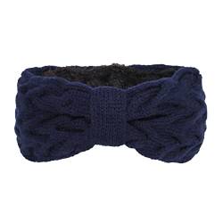 Warme Winter-Stirnbänder für Frauen Zopfmuster Turban Ohrwärmer Stirnband Geschenke 1Pack Outdoor Workout Equipment (Dark Blue, One Size) von AMDOLE
