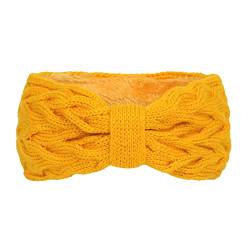 Warme Winter-Stirnbänder für Frauen Zopfmuster Turban Ohrwärmer Stirnband Geschenke 1Pack Outdoor Workout Equipment (Yellow, One Size) von AMDOLE