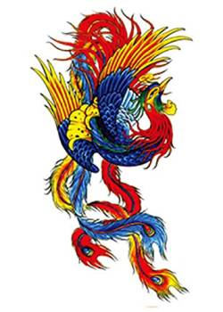 Mehrfarbige Phönixvögel 15x21cm-C_3Pcs Viel Mode Temporäre Tattoos Körperkunst Big Arm Große Größe Tattoo Tattoo Für Realistische Wasserdicht Für Männer Frauen Erwachsene von AMDPH