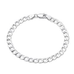 AMDXD 925 Armbänder, S925 Sterlingsilber Armreifen Armschmuck Klassiker 5MM Breit Panzerkette, Silber Armband Charms, 16.5CM von AMDXD