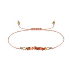 AMDXD 925 Silber Armband, Sterling S925 Silber Freundschafts Armband Armreif Rot Achat, Rosa Bettelarmband, 25CM von AMDXD