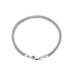 AMDXD 925 Silber Armband Damen, Sterlingsilber Armreifen Freundschaftsarmbänder 3MM Popcorn-Kette, Silber Armband Freundschaft, 17.5CM von AMDXD