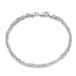 AMDXD Armband 925 Silber Charm, Sterling S925 Silber Freundschafts Armband Armreif Klassiker 2.5MM Byzantine Kette, Silber Armbänder Frauen, 20CM von AMDXD