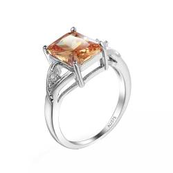 AMDXD Echt Gold Verlobungsring Weiß Gold Au375 9K, 4 Klauen Pärchen Ringe Hochzeitsband mit Granat Orange, Moissanit Freundschaftsringe Eheringe Gold 375, Gr.62 (19.7) von AMDXD