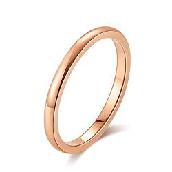 AMDXD Gravur Namen Herren Hochzeit Ringe Edelstahl, Bandring Schmal Eheringe für Frauen, Rose Gold, Gr.60 (19.1) von AMDXD