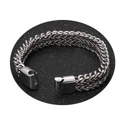 AMDXD Herrenarmband aus Edelstahl, Weizenkette Armbänder für Männer Tolles Geschenk für Männer und Frauen, Länge 22cm, Silber von AMDXD
