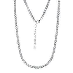 AMDXD Kette 925 Silber Gothic, S925 Silber Halskette Anhänger Elegant Reihe 3MM Rund Zirkonia, Silber Kette Frau Geschenk mit Zirkonia, 40CM von AMDXD