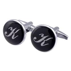 AMDXD Manschettenknöpfe Elegant, Buchstaben K Cufflinks for Men Gold, Silber Schwarz Manschettenknöpfe für Anzug Hemd Hochzeit Business Graduation Gift von AMDXD