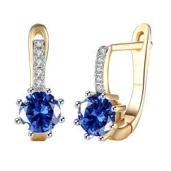AMDXD Ohrringe Frauen, Zirkonia Blau Ohrringe Jugendstil 8 Klaue Klassiker Design, Gold Blau Hoop Creole von AMDXD