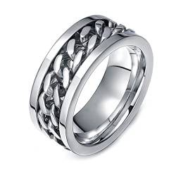 AMDXD Ring Hochzeit Mann 8MM, Partnerringe Edelstahl Anxiety Ring Zappelringe für Männer, Silber, Gr.70 (22.3) von AMDXD