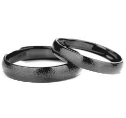 AMDXD Ringe Eheringe S925 Sterlingsilber, Matt Design Klassiker Ringe Herren Und Damen, Schwarz Ring Herren 2 Stücke von AMDXD