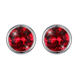 AMDXD Schmuck Damen Ohrringe 925 Silber, Kristall Rot Ohrringe Damen 925 Klassiker Design, Rot Ohrstecker Gestüt von AMDXD