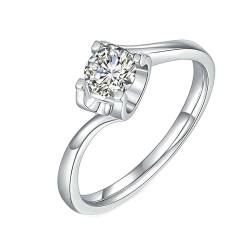 AMDXD Silber 925er Ring, Solitärring Trauringe mit Moissanit 0.5ct Oval Form, Damen Eheringe Sterlingsilber Echte Goldschmuck von AMDXD