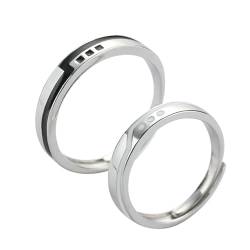 AMDXD Sterling S925 Silber Trauringe, Klassiker Ehering Frau, Silber Schwarz Herren Ring 2er von AMDXD