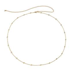 AMDXD Taillen Kettengürtel, Dünn Kette Bead Körperkette Taille Gold Taille Gürtel Körperschmuck für Frauen und Mädchen, Länge 105CM von AMDXD