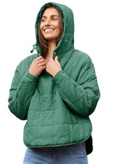 AMEBELLE Damen Oversized Hooded Puffer Jacket Quilted Lightweight Winter Warm Pullover Padded Hoodies Coat, Grün , XL von AMEBELLE