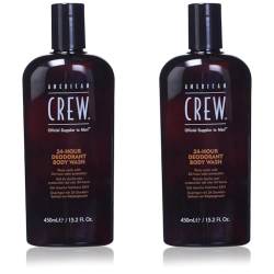 AMERICAN CREW – 24 h Deodorant Body Wash, 450 ml, Pflegedusche für Männer, Duschgel für Feuchtigkeit & lang anhaltenden Schutz vor Körpergeruch, mit Teebaum- & Pfefferminzöl (Packung mit 2) von AMERICAN CREW