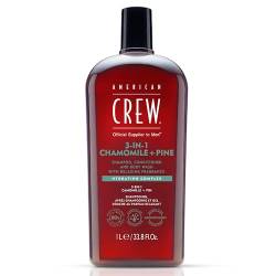 AMERICAN CREW – 3-in-1 Chamomile & Pine Shampoo, Conditioner & Body Wash, 1000ml, Pflegeshampoo und Duschgel für Männer, Produkt für die tägliche Reinigung von Körper und Haar von AMERICAN CREW