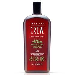 AMERICAN CREW – 3-in-1 Tea Tree Shampoo, Conditioner & Body Wash, 1000ml, Pflegeshampoo und Duschgel für Männer, Produkt für die tägliche Reinigung von Körper und Haar von AMERICAN CREW