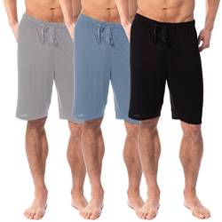 American Heaven Herren-Pyjamahose, ultraweich, Baumwolle, Viskose, kurze Hose, leichte Lounge- und Schlafhose, 3er-Pack, 3er-Pack, Schwarz / Esche / Denim, Large von AMERICAN HEAVEN