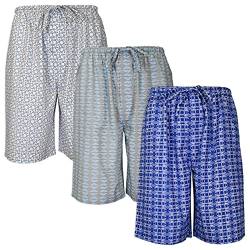 Herren Lounge Pyjama Schlafshorts Gewebte Jam Dorf Shorts Kordelzug & Taschen – 3er-Pack, 3er-Pack - Adler / Jaguars / Haie, Mittel von AMERICAN HEAVEN