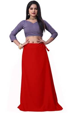 Damen Sari Petticoat Genäht Verstellbare Taille Sari Unterrock Futter Röcke (96 cm lang), rot, Einheitsgröße von AMERICANVIBER