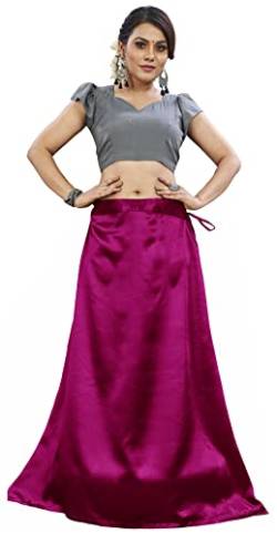 Damen Satin Sari Petticoat Genäht Verstellbare Taille Sari Unterrock Futter Röcke, magenta, Einheitsgröße von AMERICANVIBER