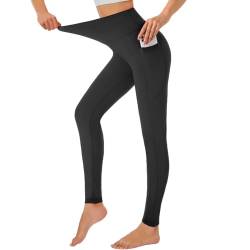 AMERICLOUD Yoga-Leggings für Damen mit Taschen, hohe Taille, Bauchkontrolle, Workout-Leggings, weich, Fitnessstudio, Laufen, Yogahose, Schwarz von AMERICLOUD