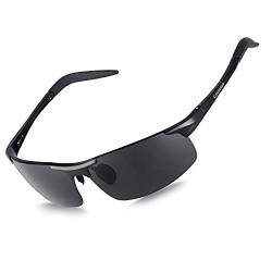 Herren Polarisierte Sonnenbrille Al-Mg Metall Rahme Ultra Leicht Herren Sportbrille Sonnenbrille UV400 CAT 3 CE von AMEXI