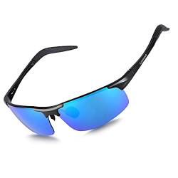 coloseaya Herren Polarisierte Sonnenbrille Al-Mg Metall Rahme Ultra Leicht Herren Sportbrille Sonnenbrille UV400 CAT 3 CE von AMEXI