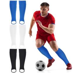 AMFUN Fußball Stutzen, 3 Paar Fußball Sleeves Tubes, Fußballsocken Elastische Atmungsaktive Stutzen, Trainingssocke Sportsocken, Schienbeinschoner Halterung Socken Fussball für Kinder Erwachsene von AMFUN