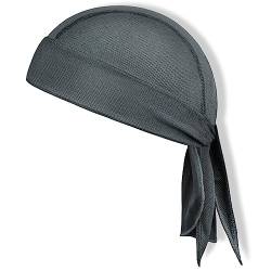 AMFUN Sports Bandana Cap, Sommer Sport Kopftuch Atmungsaktiv, Einstellbar Fahrrad Kopfbedeckung Quick-Dry Pirat Kopftuch, Outdoor UV Schutz Mütze für Herrem Damen (Dunkelgrau) von AMFUN