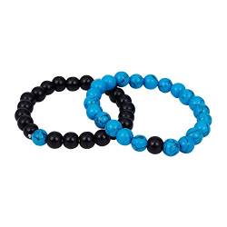 AMIUHOUN Distanz Armband Stark Elastisch Beziehung Paar Sein Ihr Perlen Armband (Schwarz + Blau) von AMIUHOUN