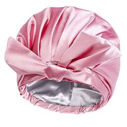 AMIUHOUN Dusche Haube Bogenknoten Doppelschicht Wiederverwendbare Haar Kappen Verstellbare Haar Kappe Rosa von AMIUHOUN