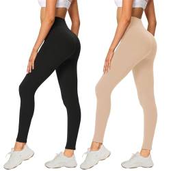 AMIYOYO 2er Pack Leggings für Damen High Waist Leggins Blickdicht Elastische Bauchweg Hosen Weiche Sporthose für Yoga Fitness Outdoor&Freizeit von AMIYOYO