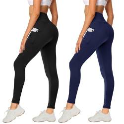 AMIYOYO 2er Pack Leggings für Damen High Waist Leggins Blickdicht Elastische Bauchweg Hosen Weiche Sporthose für Yoga Fitness Outdoor&Freizeit von AMIYOYO