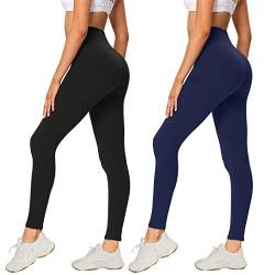 AMIYOYO 2er Pack Leggings für Damen High Waist Leggins Blickdicht Elastische Bauchweg Hosen Weiche Sporthose für Yoga Fitness Outdoor&Freizeit von AMIYOYO