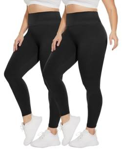 AMIYOYO 2er Pack Leggings für Damen High Waist Leggins Blickdicht Elastische Bauchweg Hosen Weiche Sporthose für Yoga Fitness Outdoor&Freizeit von AMIYOYO