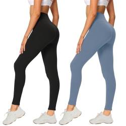 AMIYOYO 2er Pack Leggings für Damen High Waist Leggins Blickdicht Elastische Bauchweg Hosen Weiche Sporthose für Yoga Fitness Outdoor&Freizeit von AMIYOYO