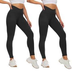 AMIYOYO 2er Pack Leggings für Damen High Waist Leggins Blickdicht Elastische Bauchweg Hosen Weiche Sporthose für Yoga Fitness Outdoor&Freizeit von AMIYOYO