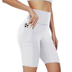 AMIYOYO Radlerhose Damen mit Taschen High Waist Sporthose Kurze Leggings Blickdicht Sportshorts Dehnbar Hotpants Bequem für Sommer Yoga Fitness Gym von AMIYOYO