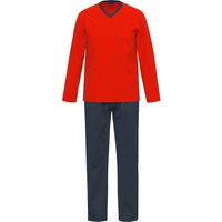 AMMANN Schlafanzug, V-Ausschnitt, für Herren, rot, 52 von AMMANN