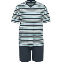 AMMANN Schlafanzug kurz, Baumwolle, V-Ausschnitt, für Herren, blau, 52 von AMMANN