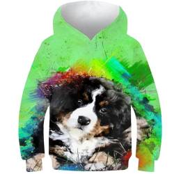 AMNOOL Jungen-Teenager-Sweatshirt mit 3D-Hund-Kapuzenaufdruck Grafik-Sweatshirt langärmelige Pullover-Hoodies mit Taschenpullover 9–11 Jahre von AMNOOL