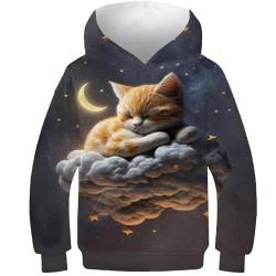 AMNOOL Mode Lässig Fly Cat Hoodies Männer Frauen Kinder 3D Druck Sweatshirts Junge Mädchen Kinder Pullover Tops 8-10Y von AMNOOL