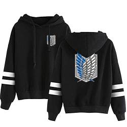 AMOMA Anime Attack on Titan Wings Gedruckter Sport Hoodie Unisex Freizeit Langarm Cosplay Gestreiftes Kapuzenpullover(XL,BlueLogo-Black) von AMOMA