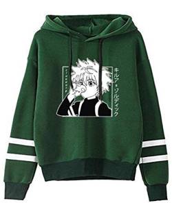 AMOMA Anime Hunter x Hunter Sport Kapuzenpullover Unisex Langarm Gon Killua Hisoka Cosplay Hoodie(M,KilluaDrink-DeepGreen) von AMOMA