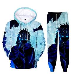 AMOMA Unisex Cosplay Anime Jujutsu Kaisen Kapuzenpullover Hosen Sets 2 Stück Pullover Jogginghose Anzug(L,ShadowBlue) von AMOMA