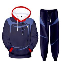 AMOMA Unisex Cosplay Anime Jujutsu Kaisen Kapuzenpullover Hosen Sets 2 Stück Pullover Jogginghose Anzug(M,Cosplay Itadori Simple) von AMOMA