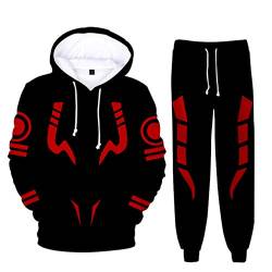 AMOMA Unisex Cosplay Anime Jujutsu Kaisen Kapuzenpullover Hosen Sets 2 Stück Pullover Jogginghose Anzug(XS,Cosplay Sukuna BRed) von AMOMA